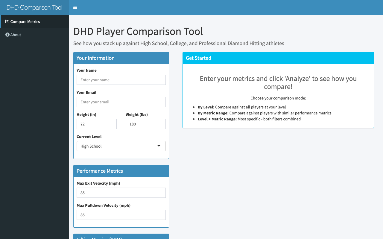 DHD Player Comparison Tool preview
